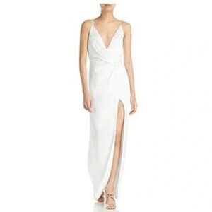 Aidan By Aidan Mattox Surplice  Neckline Slit Gown- US 4